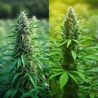 Hemp and cannabis plant, side by side